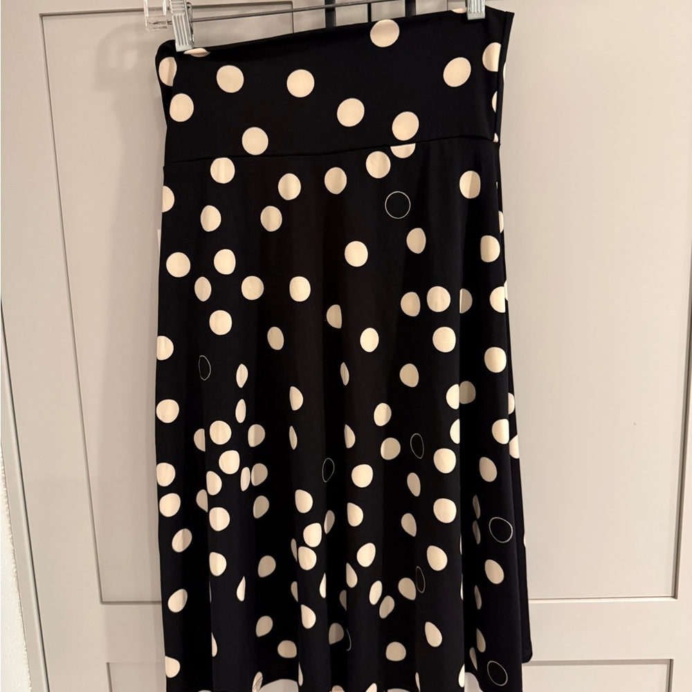 LuLaRoe Black Skirt with Cream Polka Dots A-Line